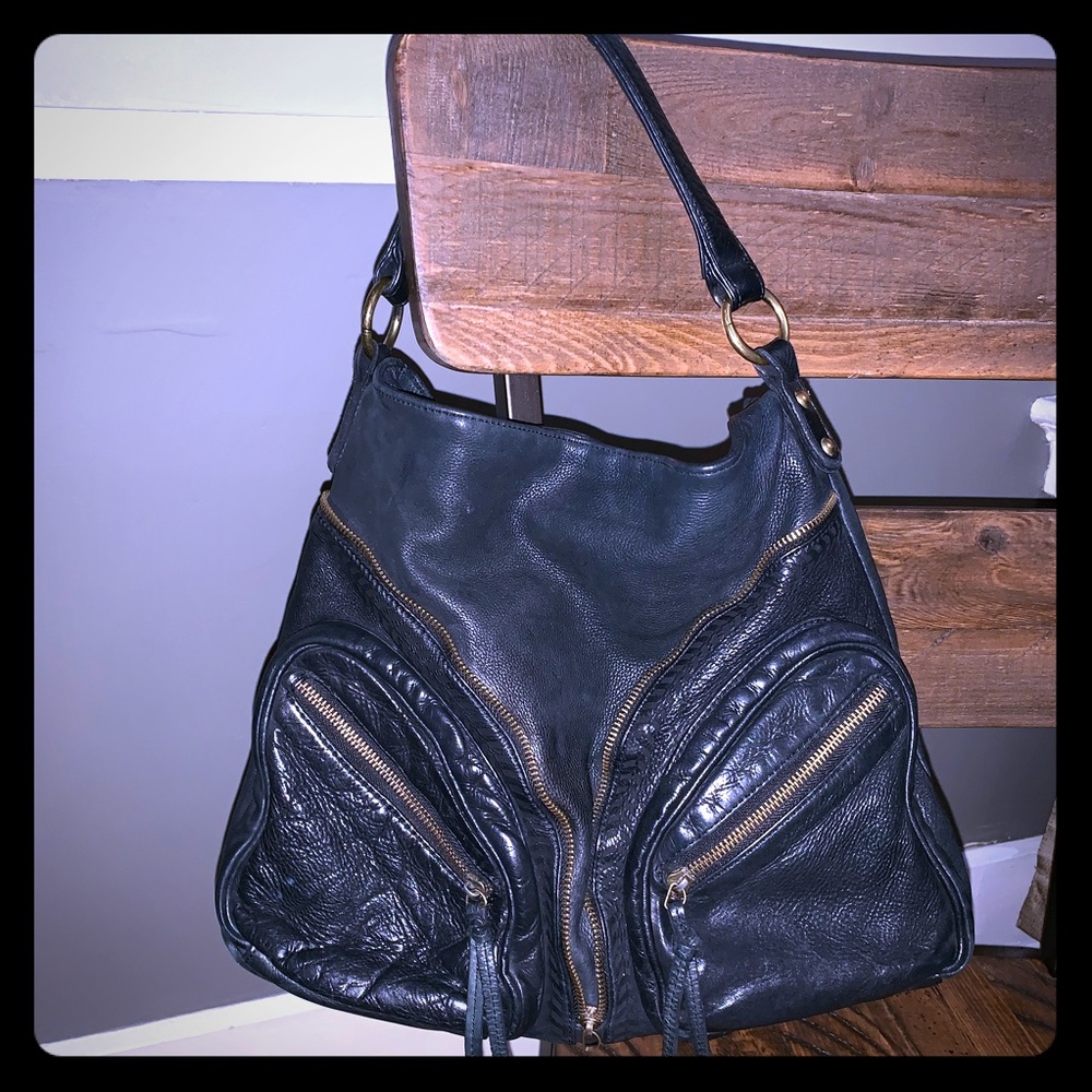 Soft Black Leather Shoulder Bag